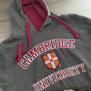 University of Cambridge Hoodie Gray Crest Logo‎ Official College Sweatshirt MED